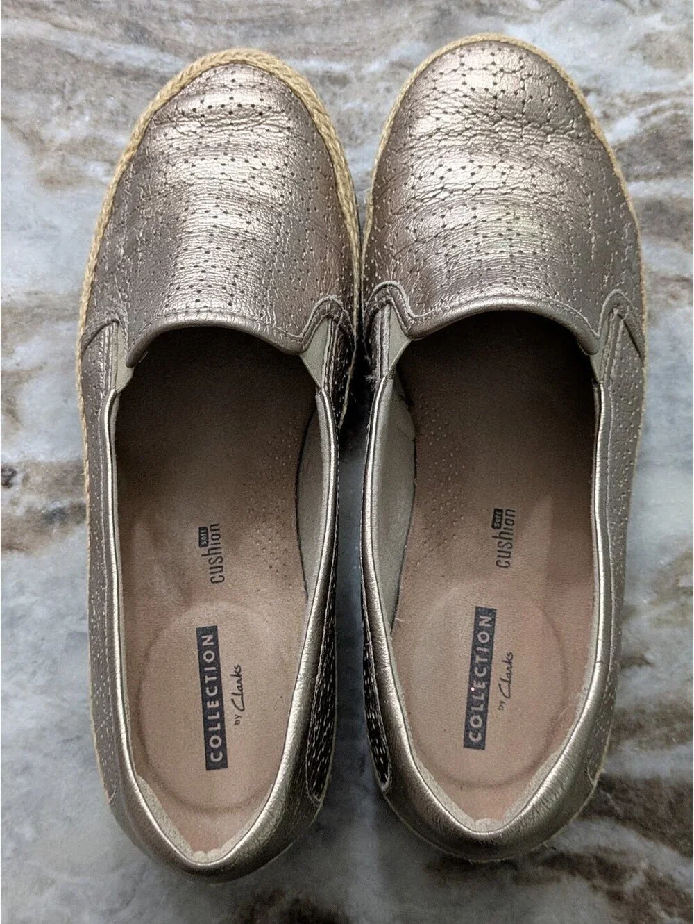 Clarks Gold Espadrille Slip‑On Shoes 8 W – Solar Bloom